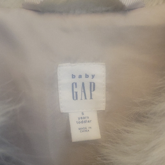 GAP Kids Faux Fur Jacket - Off-White/ Grey - Picture 2 of 4